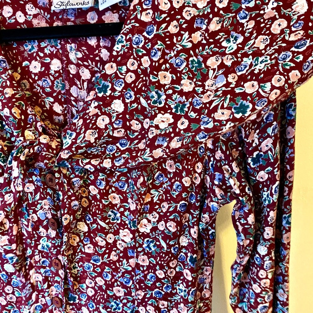 Vintage pink and burgundy floral romper